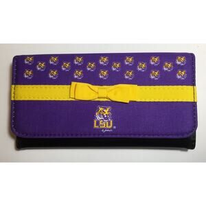 LSU Tiger Designer Tri Fold Wallet Removable Checkbook Holder Mom Ladies
